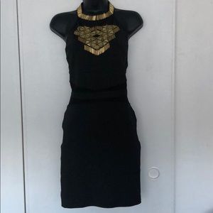 Black and Gold Bandage dress